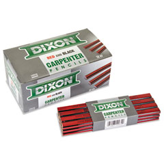 Dixon® Oriole Carpenter Pencil, Medium, Black Lead, Red Barrel, Dozen