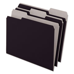 Pendaflex® Interior File Folders, 1/3-Cut Tabs: Assorted, Letter Size, Black/Gray, 100/Box