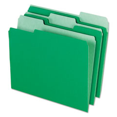 Pendaflex® Interior File Folders, 1/3-Cut Tabs: Assorted, Letter Size, Bright Green, 100/Box