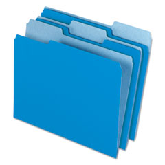 Pendaflex® Interior File Folders, 1/3-Cut Tabs: Assorted, Letter Size, Blue, 100/Box