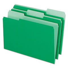 Pendaflex® Interior File Folders, 1/3-Cut Tabs: Assorted, Legal Size, Green, 100/Box