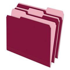 Pendaflex® Interior File Folders, 1/3-Cut Tabs: Assorted, Letter Size, Burgundy, 100/Box