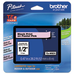 Brother P-Touch® TZ Standard Adhesive Laminated Labeling Tape, 1/2"w, Pastel Pink