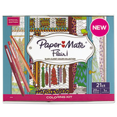 Paper Mate® Flair Adult Coloring Kit, Woman's Closet Theme Coloring Book with 20 Markers