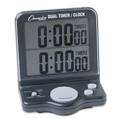 Champion Sports Dual Timer/Clock w/Jumbo Display, LCD, 3 1/2 x 1 x 4 1/2
