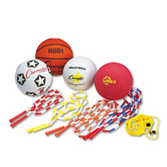 Champion Sports Physical Education Kit w/Seven Balls, 14 Jump Ropes, Assorted Colors