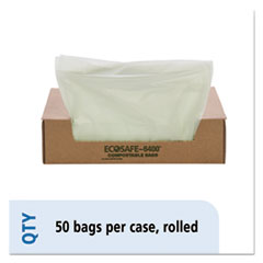 Stout® by Envision™ EcoSafe-6400 Bags, 32 gal, 0.85 mil, 33" x 48", Green, 50/Box