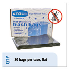 Stout® by Envision™ Insect-Repellent Trash Garbage Bags, 35gal, 2mil, 33 x 45, BLK, 80/Box