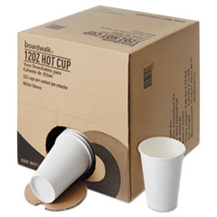 Boardwalk® Convenience Pack Paper Hot Cups, 12 oz, White, 225/Carton