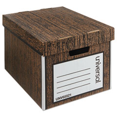 Universal® Heavy-Duty Easy Assembly Storage Box, Letter/Legal Files, Woodgrain, 12/Carton