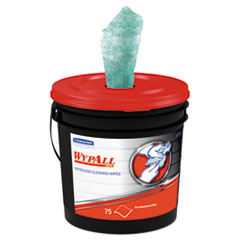 WypAll® Waterless Hand Wipes, Cloth, 9 x 12, 75/Bucket, 6 Buckets/Carton