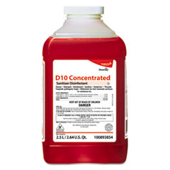 Diversey™ D10 Concentrated Sanitizer Disinfectant, Unscented, 2.5 L Bottle, 2/Carton