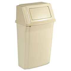 Rubbermaid® Commercial Slim Jim Wall-Mounted Container, Rectangular, Plastic, 15 gal, Beige