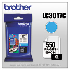Brother LC3017C Innobella High-Yield Ink, 550 Page-Yield, Cyan