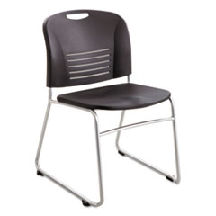 Safco® Vy Series Stack Chairs, Supports Up to 350 lb, 18.75" Seat Height, Black Seat, Black Back, Silver Base, 2/Carton