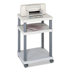 Safco® Wave Design Deskside Printer Stand, Plastic, 3 Shelves, 20" x 17.5" x 29.25", White/Charcoal Gray