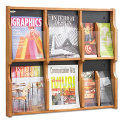 Safco® Expose Adj Magazine/Pamphlet Six Pocket Display, 29-3/4w x 26-1/4h, Medium Oak