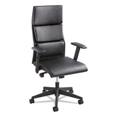 Safco® Tuvi Series Executive High-Back Chair, Leatherette Back/Seat, Black