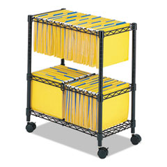 Safco® Two-Tier Rolling File Cart, Metal, 3 Bins, 25.75" x 14" x 29.75", Black