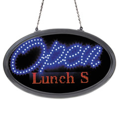 Artistic® LED Oval Open Sign with Programmable Message, 14" x 27", Red/Blue