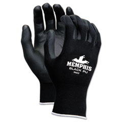 MCR™ Safety Economy PU Coated Work Gloves, Black, Large, Dozen