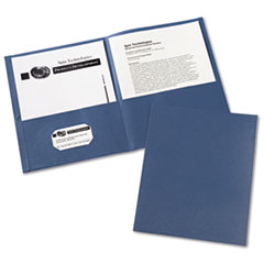Two-Pocket Folder, 40-Sheet Capacity, Dark Blue, 25/box