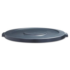 Boardwalk® Lids for 44 gal Waste Receptacles, Flat-Top, Round, Plastic Gray