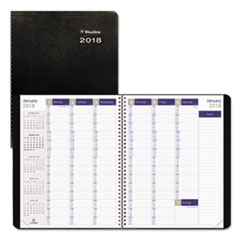 Blueline® DuraGlobe Weekly Planner, 15-min Appointments, 11 x 8 1/2, Black, 2018