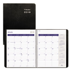 Blueline® DuraGlobe 14-Month Planner, Soft Corinth Cover, 8 7/8 x 7 1/8, Black, 2018