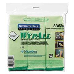 WypAll® Microfiber Cloths, Reusable, 15.75 x 15.75, Green, 6/Pack