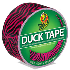 Duck® Colored Duct Tape, 9 mil, 1.88" x 10 yds, 3" Core, Pink Zebra