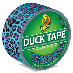 Duck® Colored Duct Tape, 9 mil, 1.88" x 10 yds, 3" Core, Blue Leopard
