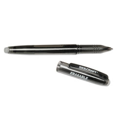 7520016580391, SKILCRAFT Erasable Re-Write Gel Pen, Stick, Medium 0.7 mm, Black Ink, Smoke/Black Barrel, Dozen