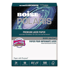 Boise® POLARIS Premium Laser Paper, 98 Bright, 24lb, 8 1/2 x 11, White, 500 Sheets