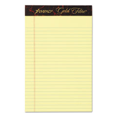 Ampad® Gold Fibre Quality Writing Pads, Medium/College Rule, 50 Canary-Yellow 5 x 8 Sheets, Dozen