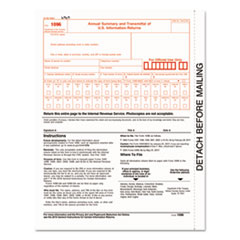TOPS™ 1096 Summary Transmittal Tax Forms, 8 x 11, Inkjet/Laser, 50 Forms