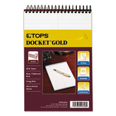 TOPS™ Docket Gold Spiral Steno Book, Gregg Rule, 6 x 9, White, 100 Sheets