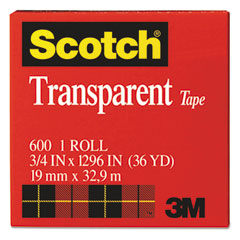 Scotch® Transparent Tape, 1" Core, 0.75" x 36 yds, Transparent