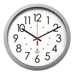 Quartz Flat Rim Clock, 14-1/2&quot;, Silver