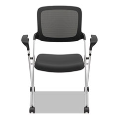 HON® VL314 Mesh Back Nesting Chair, Supports Up to 250 lb, 19" Seat Height, Black Seat, Black Back, Silver Base
