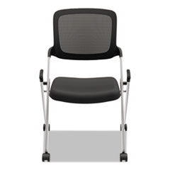 HON® VL304 Mesh Back Nesting Chair, Supports Up to 250 lb, Black Seat/Back, Silver Base