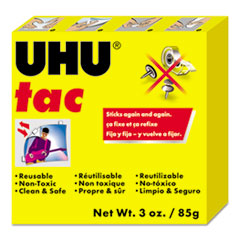 UHU® Tac Adhesive Putty, Removable/Reusable, Nontoxic, 3 oz Each