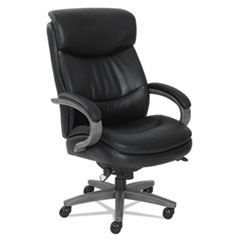 La-Z-Boy® Woodbury Big/Tall Executive Chair, Supports Up to 400 lb, 20.25" to 23.25" Seat Height, Black Seat/Back, Weathered Gray Base