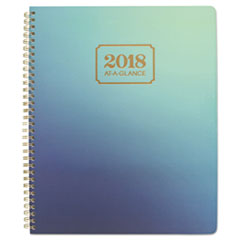 AT-A-GLANCE® Aurora Day Weekly/Monthly Planners, 8 1/2 x 11, Blue Ombre, 2018, 13-Month