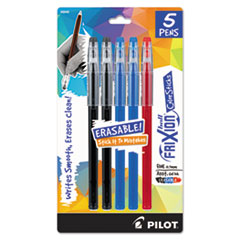 Pilot® Blister-Carded FriXion ColorSticks Erasable Gel Pen, Stick, Fine 0.7 mm, Assorted Ink and Barrel Colors, 5/Pack
