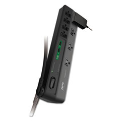 APC® Home Office SurgeArrest Power Surge Protector, 8 AC Outlets, 2 USB Ports, 6 ft Cord, 2630 J, Black