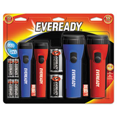 Eveready® LED Economy Flashlight, AA/D, Black/Blue/Red