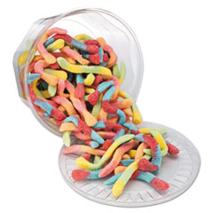 Office Snax® Candy Assortments, Sour Neon Worms, Tub, 1.75 lb