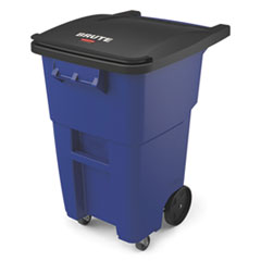 Rubbermaid® Commercial Brute Rollouts with Casters, Square, 50 gal, Blue