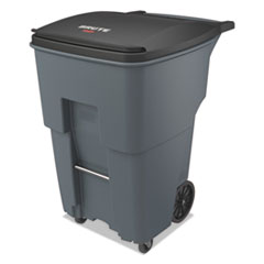 Rubbermaid® Commercial Brute Rollouts with Casters, Square, 95 gal, Gray